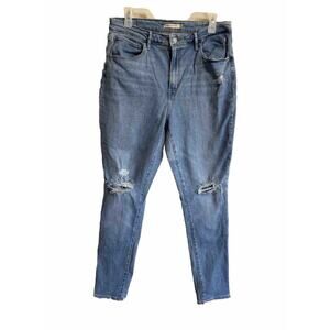 Levis Women’s Plus Size 33 721 High Rise Skinny Jeans Light Distressed Grunge
